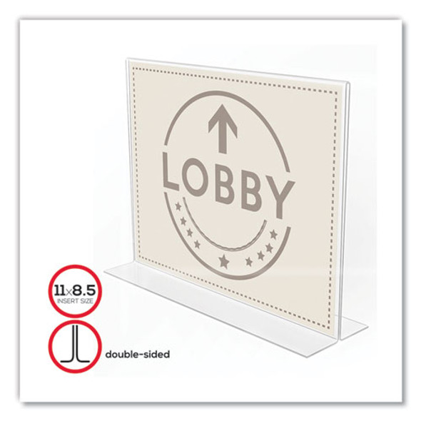 Anti-Glare Stand Up Double Sided Sign Holder, 8.5 x 11, Clear