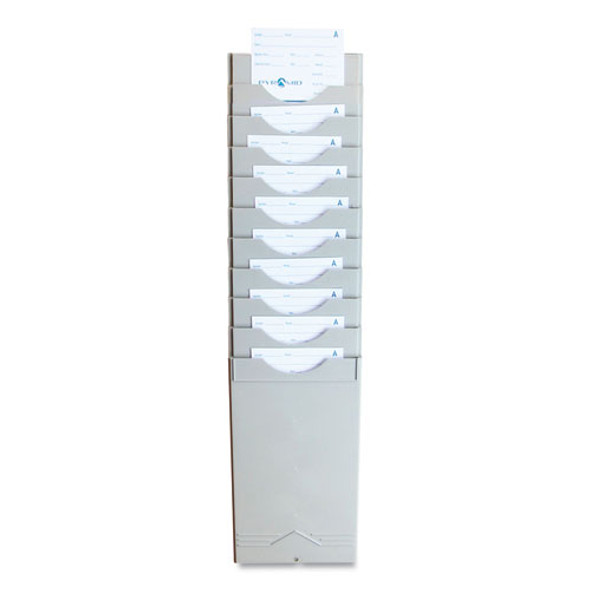 Time Card Rack, 10 Pockets, Plastic, Light Gray