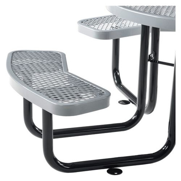 Expanded Steel Picnic Table, Round, 46" Dia x 29.5"h, Gray Top, Gray Base/Legs Expanded Steel Picnic Table, Round, 46" Dia x 29.5"h, Gray Top, Gray Base/Legs