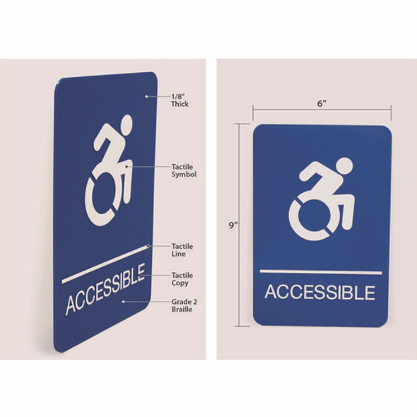 ADA Sign, Accessible, 6 x 9, Blue Face, White Graphics
