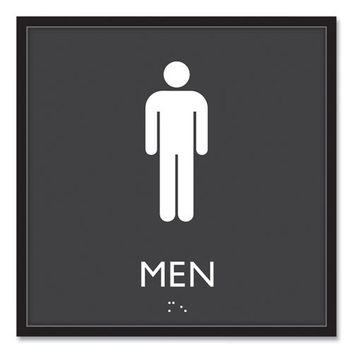 ADA Sign, Men, Plastic, 8 x 8, Clear/White