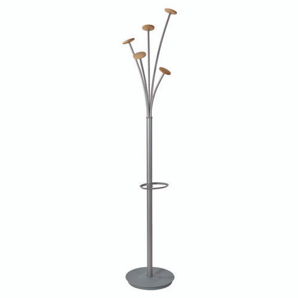 Festival Coat Stand with Umbrella Holder, Five Knobs, 13.97 x 14 x 73.62, Gray