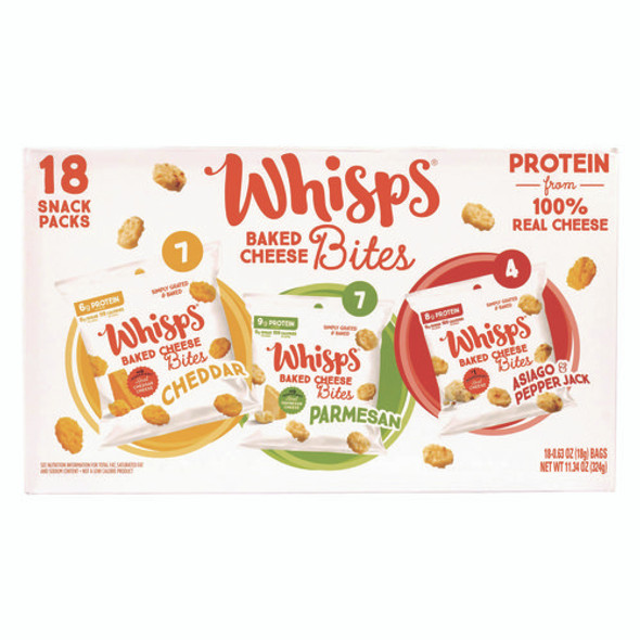 Baked Cheese Bites Variety Snack Packs, Assorted Flavors, 0.63 oz Packet, 18/Carton