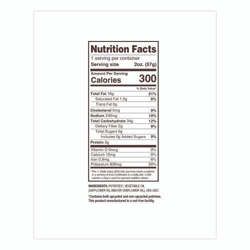 Kettle Potato Chips, Sea Salt, 2 oz Bags, 24/Carton