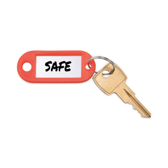 Key Tags Label Window, 0.88 x 0.19 x 2, Red, 6/Pack