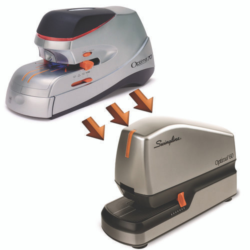 Optima 60 Electric Stapler, 60-Sheet Capacity, Silver/Black/Orange