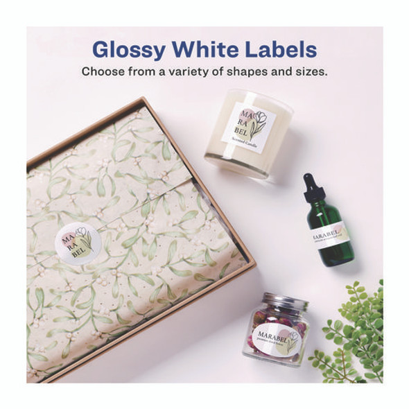 Glossy White Easy Peel Mailing Labels w/ Sure Feed Technology, Laser Printers, 1 x 2.63, White, 30/Sheet, 25 Sheets/Pack