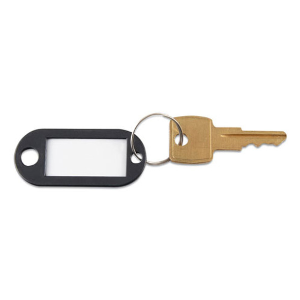 Key Tags Label Window, 0.88 x 0.19 x 2, Black, 6/Pack
