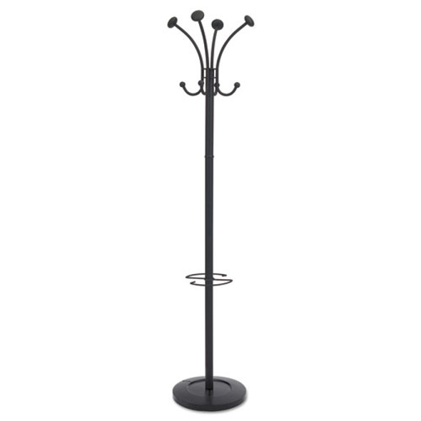 Viena Coat Stand, Eight Knobs, Steel, 16w x 16d x 70.5h, Black