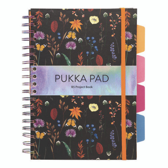 B5 Size Project Book, 4-Subject, Medium/College Rule, Assorted Blum Floral Cover Designs, (100) 9.8 x 6.9 Sheets, 3/Pack