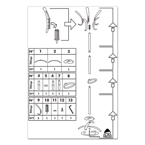 CLEO Coat Stand, Stand Alone Rack, Ten Knobs, Steel/Plastic, 19.75w x 19.75d x 68.9h, Black