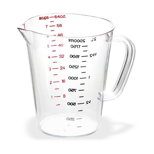 Commercial Measuring Cup, 0.5 gal, Plastic, Clear