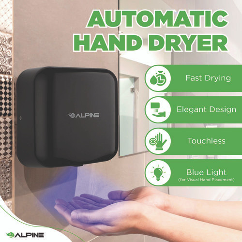 Hemlock Commercial Automatic 120V Hand Dryer, 6.69 x 11.41 x 12.31, Stainless Steel, Black