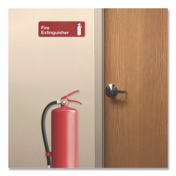 Fire Extinguisher Wall Sign, 9" x 3", Red Face, White Graphics, 3/Pack