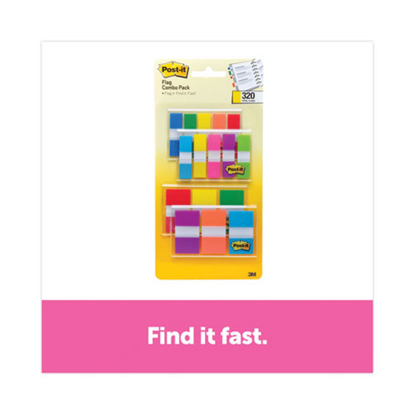 0.5" and 1" Page Flag Value Pack, Nine Assorted Colors, 320/Pack