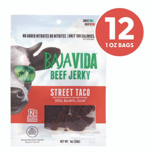 Beef Jerky Street Taco Snack Pack, Street Taco, 1 oz Packet, 12/Carton