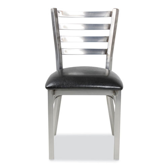 White Horse Series Side Chairs, Supports Up to 300 lb, 18" Seat Height, Black Seat, Industrial Clear-Coat Steel Back/Frame White Horse Series Side Chairs, Supports Up to 300 lb, 18" Seat Height, Black Seat, Industrial Clear-Coat Steel Back/Frame