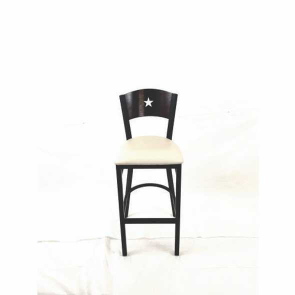 Liberty Series Barstool, Supports Up to 300 lb, 28.5" Seat Height, Cream Seat, Dark Mahogany Back, Black Base Liberty Series Barstool, Supports Up to 300 lb, 28.5" Seat Height, Cream Seat, Dark Mahogany Back, Black Base