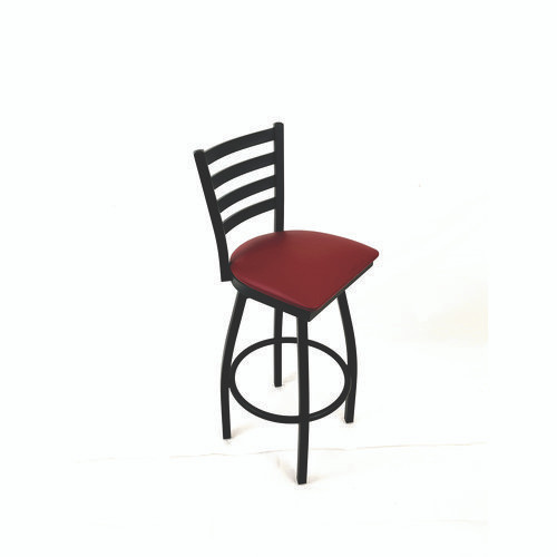 Boggs Series Barstool, Supports Up to 300 lb, 30.5" Seat Height, Burgundy Seat, Black Back, Black Base