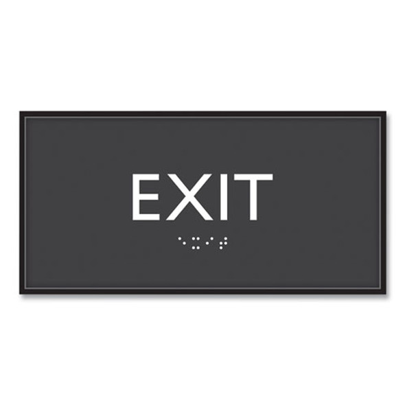 ADA Sign, Exit, Plastic, 4 x 4, Clear/White