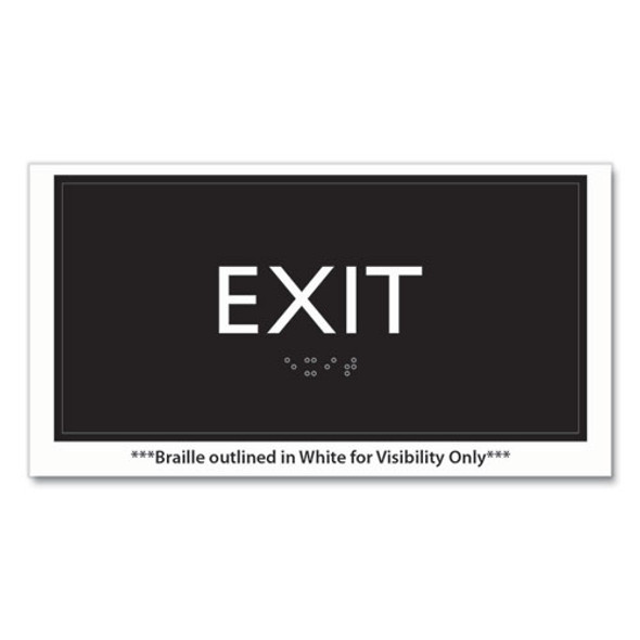 ADA Sign, Exit, Plastic, 4 x 4, Clear/White