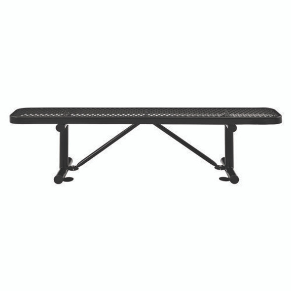Expanded Steel Flat Bench, 72" x 14.5" x 18", Black Seat, Black Base