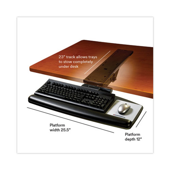 Easy Adjust Keyboard Tray, Standard Platform, 23" Track, Black