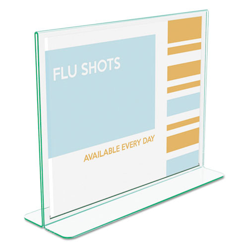 Superior Image Premium Green Edge Sign Holders, 11 x 8.5 Insert, Clear/Green