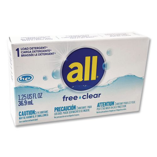 Free Clear HE Liquid Laundry Detergent, Unscented, 1.6 oz Vend-Box, 100/Carton