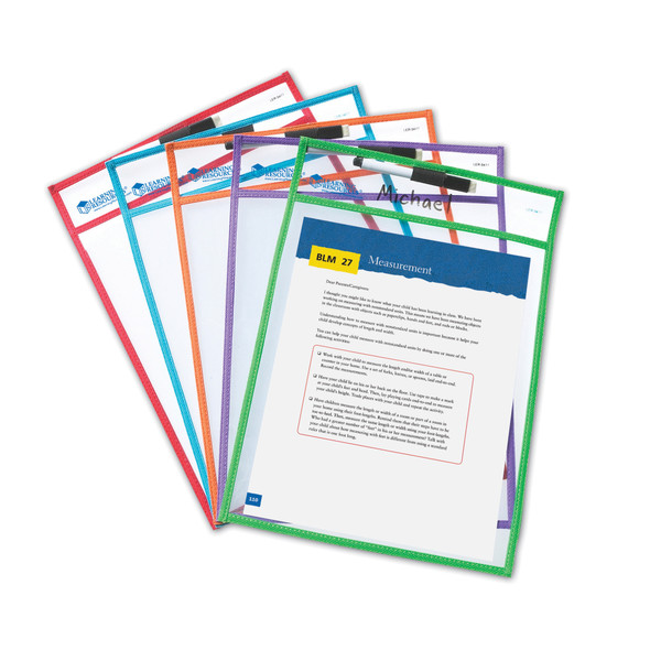 Write & Wipe Pockets with Markers, 5 Per Pack, 2 Packs Write & Wipe Pockets with Markers, 5 Per Pack, 2 Packs