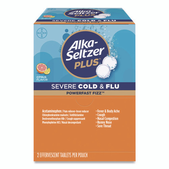Plus PowerFast Fizz Sever Cold and Flu Effervescent Tablet, 2 Tablets/Pouch, 30 Pouches/Box