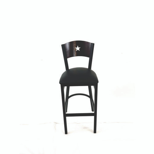 Liberty Series Barstool, Supports Up to 300 lb, 28.5" Seat Height, Black Seat, Dark Mahogany Back, Black Base Liberty Series Barstool, Supports Up to 300 lb, 28.5" Seat Height, Black Seat, Dark Mahogany Back, Black Base