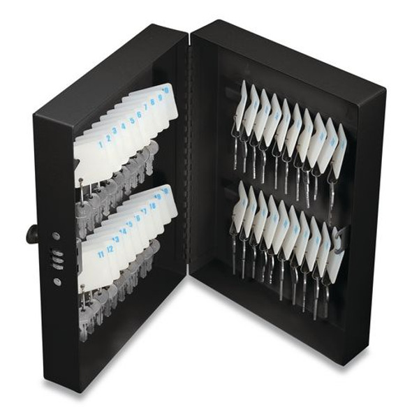 40 Slot Key Box with Combination Lock, Steel, Black, 4 x 7.8 x 11.5