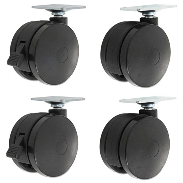 Casters for Height-Adjustable Table Bases, Grip Ring Stem, 2" Wheel, Black, 4/Set Casters for Height-Adjustable Table Bases, Grip Ring Stem, 2" Wheel, Black, 4/Set
