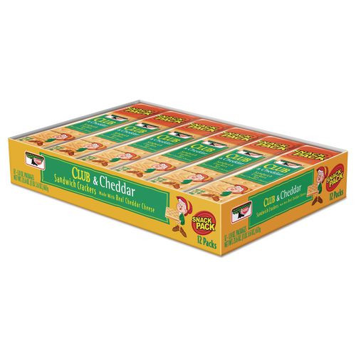 Sandwich Cracker, Club and Cheddar, 8 Cracker Snack Pack, 12/Box