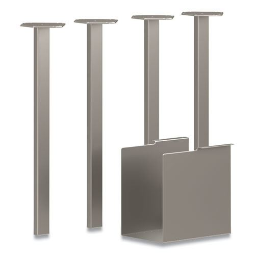 Coze Writing Desk Post Legs with Pencil Storage, 5.75" x 28", Silver, 4 Legs