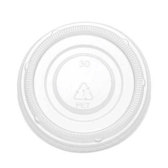 Portion Cup Lids, Fits 2 oz Portion Cups, Plastic, Clear, 2,500/Carton