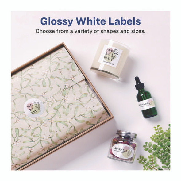Glossy White Easy Peel Mailing Labels w/ Sure Feed Technology, Laser Printers, 2 x 4, White, 10/Sheet, 25 Sheets/Pack