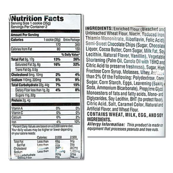Cookies - Single Serve, Chocolate Chip, 2.5 oz Packet, 60/Carton