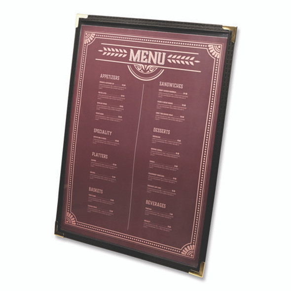 Menu Holder For 8.5 x 11 Menus, Portrait Orientation, 2-View, 9.3 x 12 Holder, Clear/Black/Silver, 10/Pack