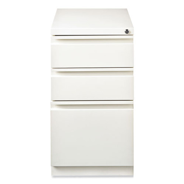 Full-Width Pull 20 Deep Mobile Pedestal File, 3-Drawer: Box/Box/File, Letter, White, 15 x 19.88 x 27.75