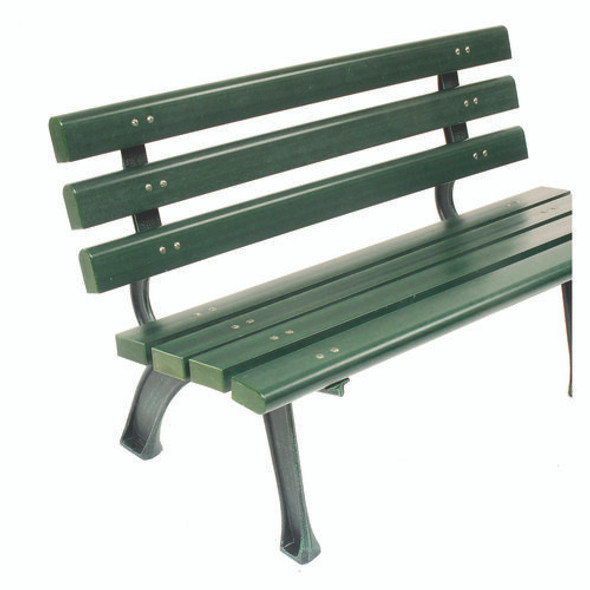 Recycled Plastic Benches with Back, 48" x 23" x 28", Green Seat/Back, Green Base