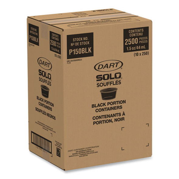 Portion Containers, 1.5 oz, Plastic, Black, 250/Bag, 10 Bags/Carton Portion Containers, 1.5 oz, Plastic, Black, 250/Bag, 10 Bags/Carton