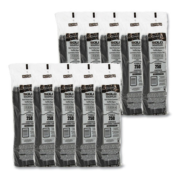 Portion Containers, 1.5 oz, Plastic, Black, 250/Bag, 10 Bags/Carton