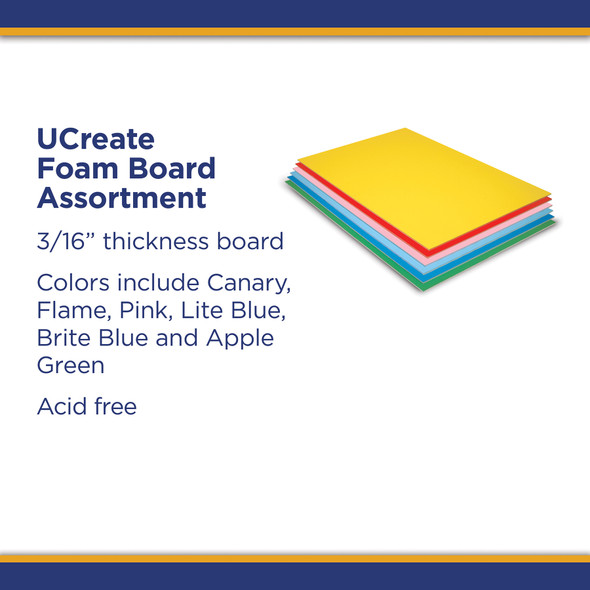 Foam Board, 6 Assorted Colors, Matte, 20" x 30", 12 Sheets Foam Board, 6 Assorted Colors, Matte, 20" x 30", 12 Sheets