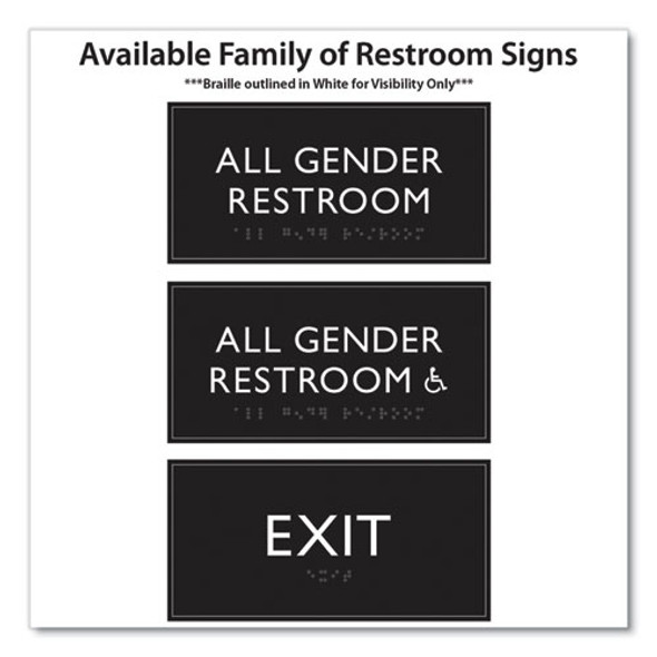 ADA Sign, All Gender Restroom, Plastic, 4 x 4, Clear/White