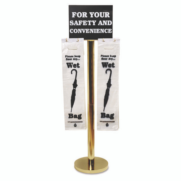 Wet Umbrella Bag Stand, 16w x 12d x 54.5h, Brass/Black/White