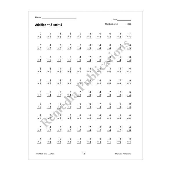 Timed Math Drills: 4 Book Set