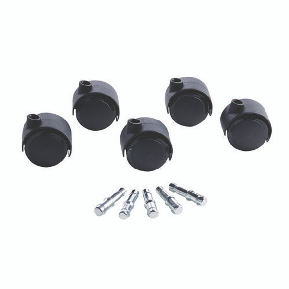 Deluxe Duet Soft-Wheel Casters, 0.44" x 0.88" Grip Ring Type B Stems, 2" Polyurethane Wheels, Matte Black, 5/Set Deluxe Duet Soft-Wheel Casters, 0.44" x 0.88" Grip Ring Type B Stems, 2" Polyurethane Wheels, Matte Black, 5/Set
