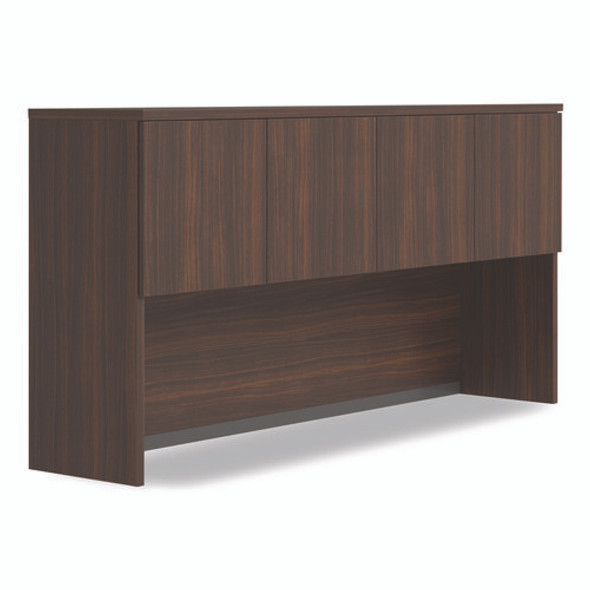 Alera Seville Hutch with Doors, 4 Compartments, 72w x 16d x 36h, Mahogany